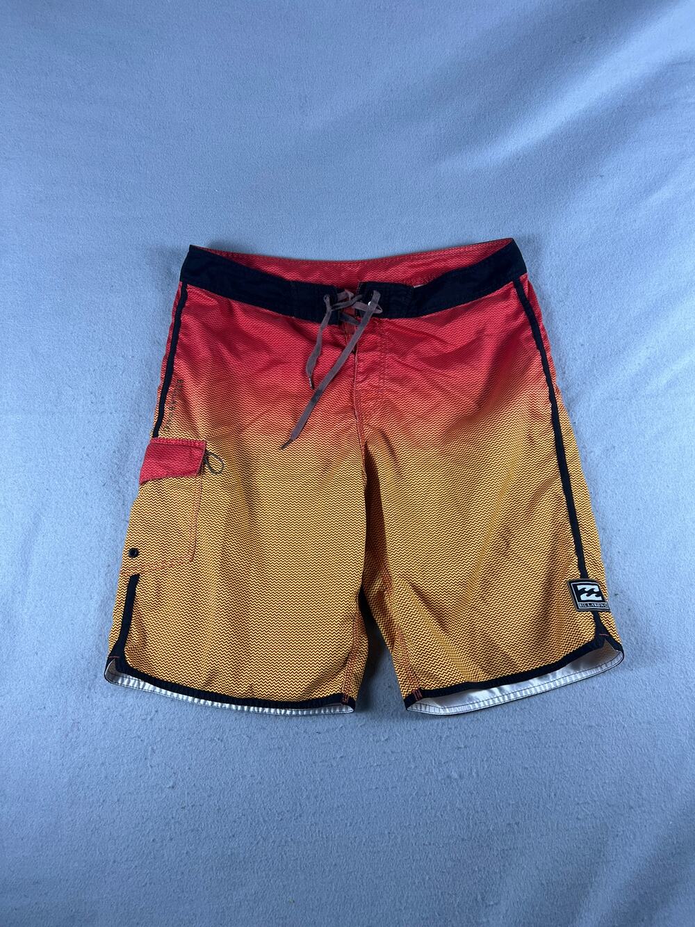 Billabong Board Shorts Mens 36 Orange Red Ombre Chevron Swim Trunks Classics